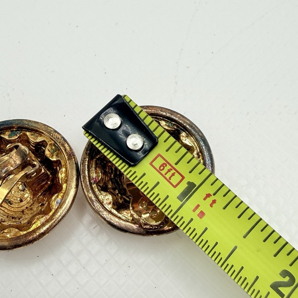 Vintage St. John Gold Tone & Clear Rhinestone Dome Button Clip Earrings READ - Picture 15 of 16